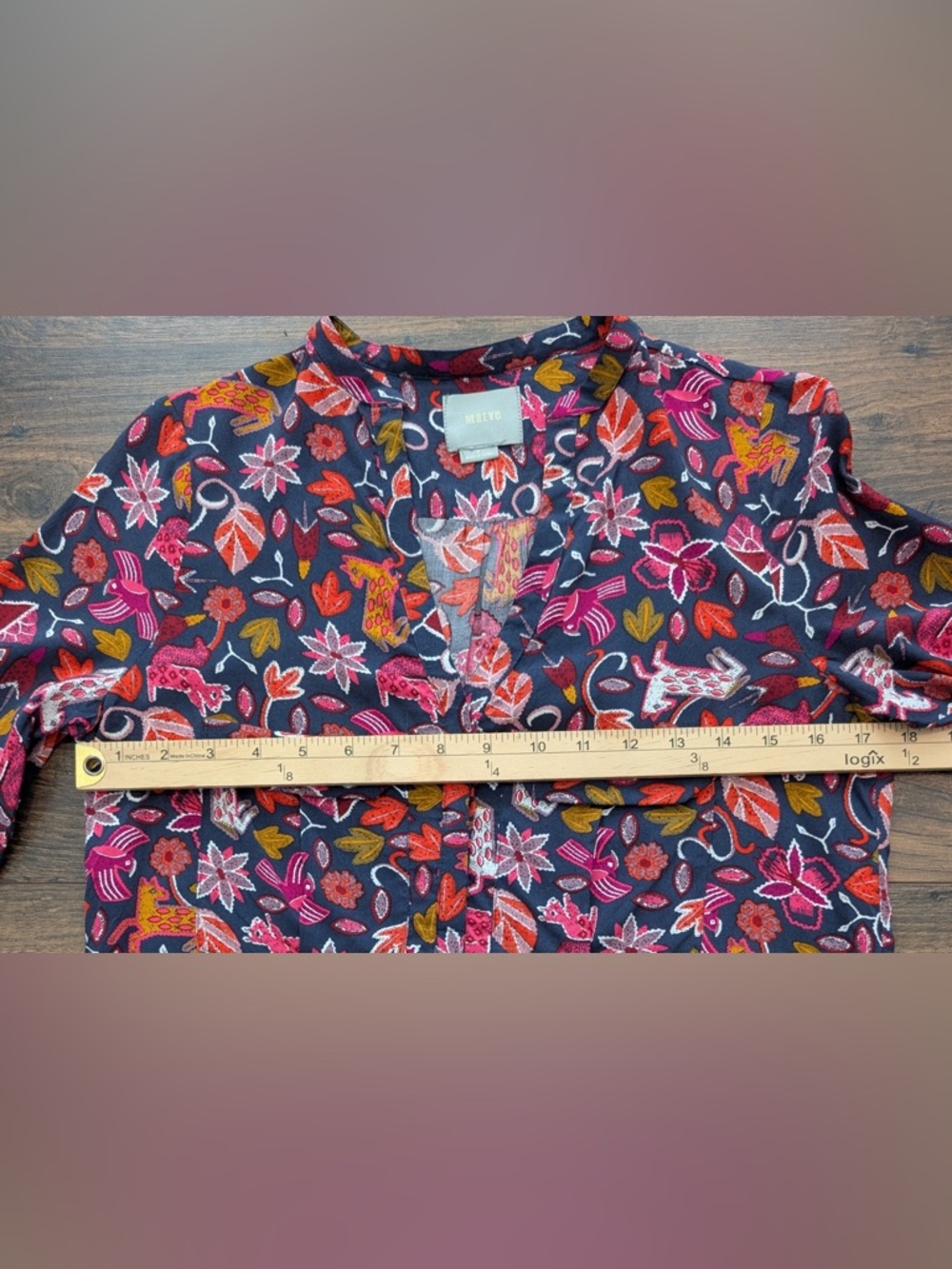 Anthropologie Maeve Primitive Animal Novelty Artsy Blouse Multicolored Size 2 - Picture 8 of 10